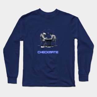 Cosmic Checkmate Astronauts Engaging in a Space Chess Duel Long Sleeve T-Shirt